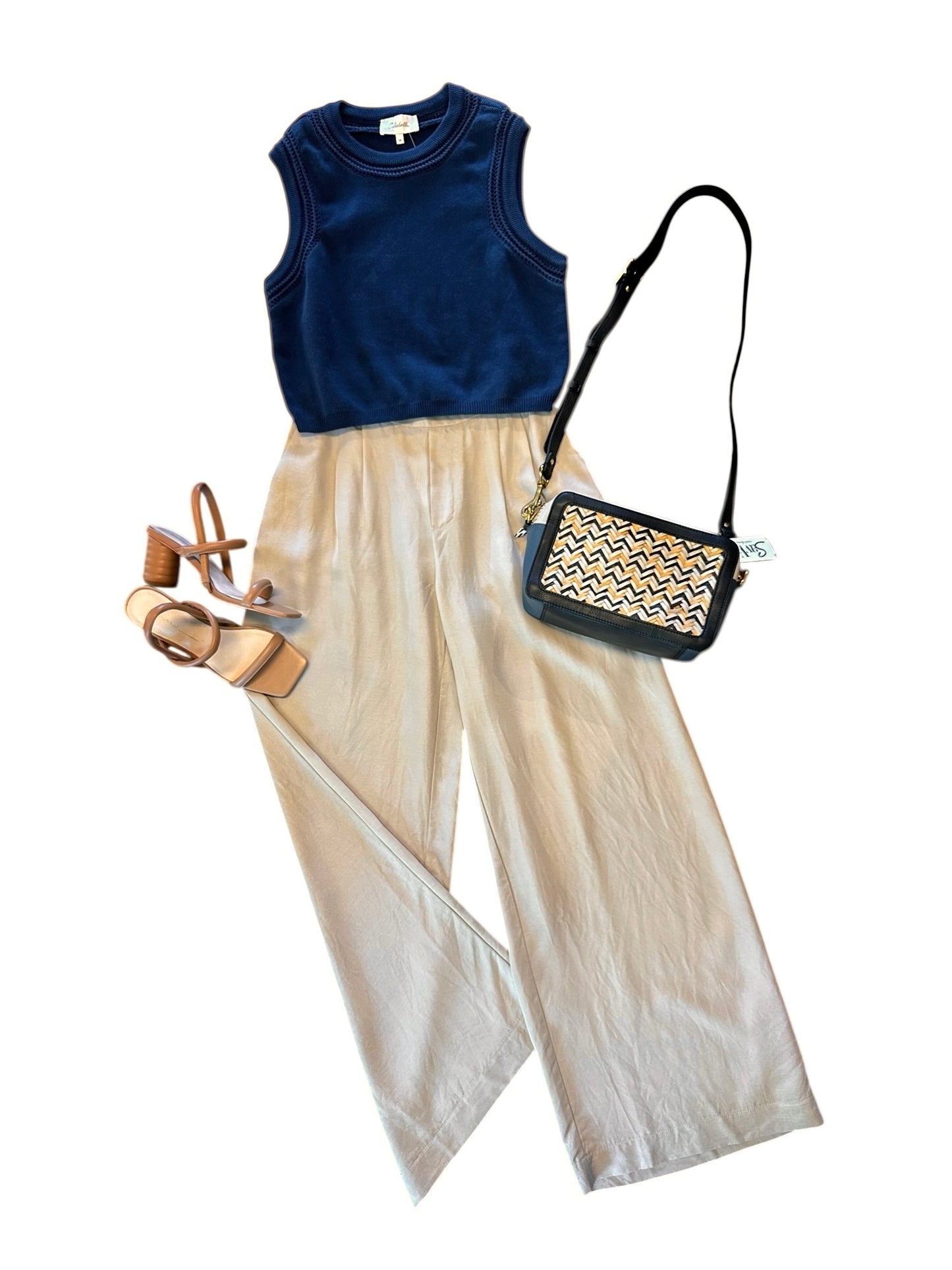 Wide Leg Pleat Front Trousers in light taupe by Esqualo