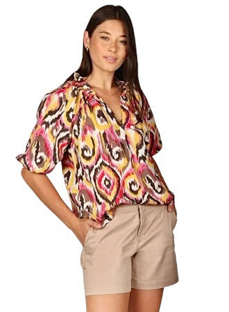 Puff Sleeve Top in multi by Dylan