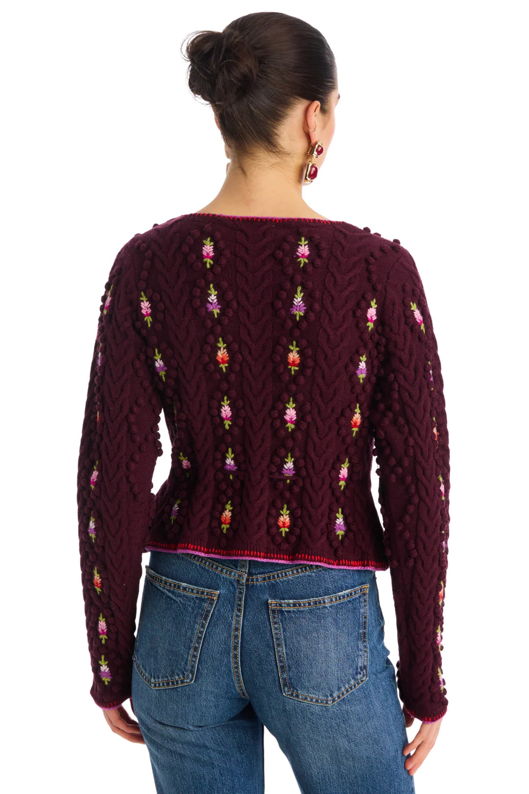 Adrienne Cardigan in burgundy multi by Allison