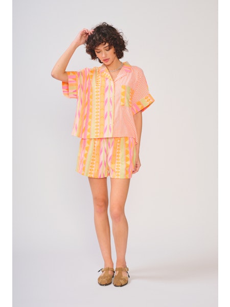 Benson Printed Short in pink driveway by dRA
