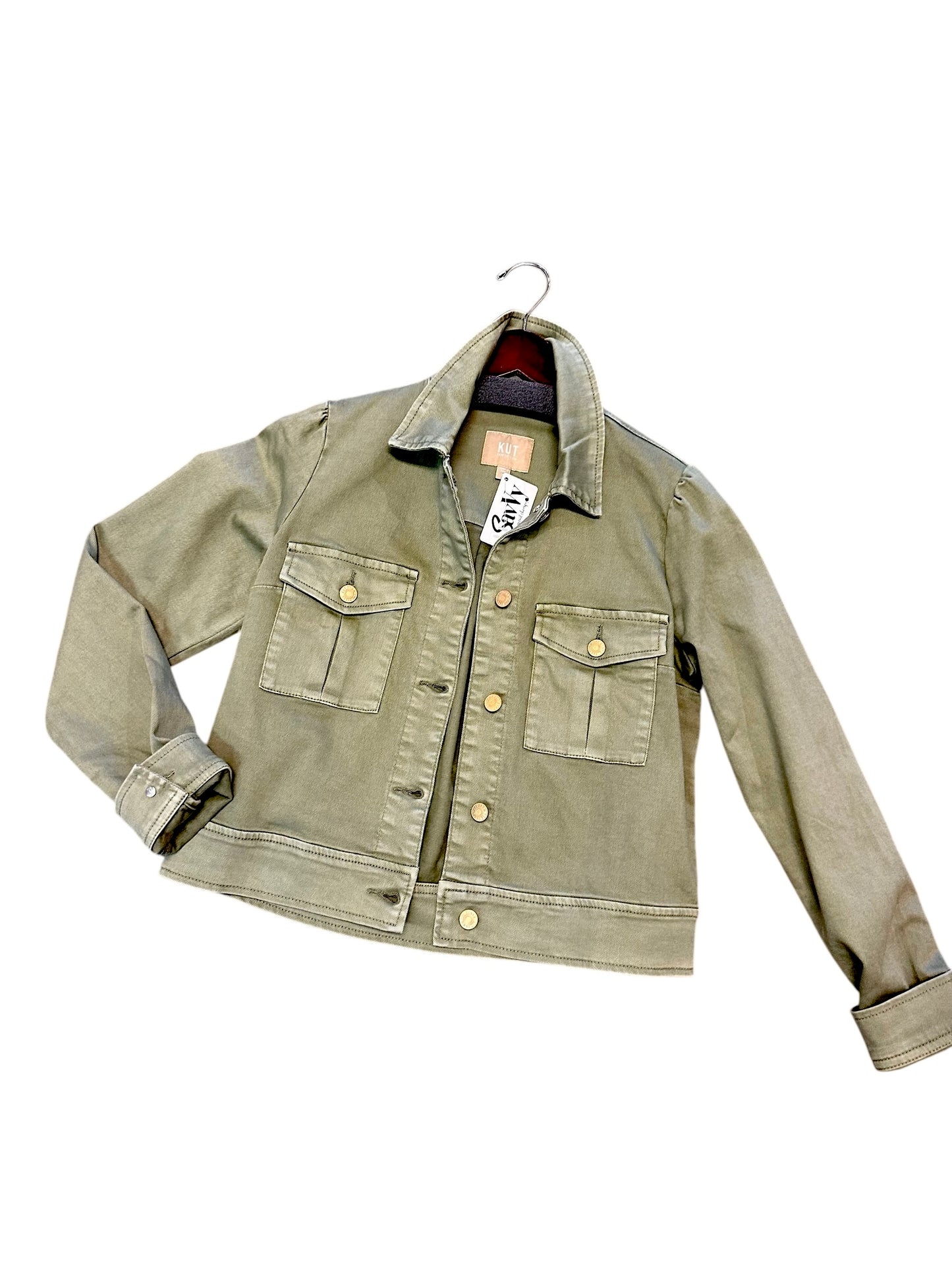 Jocelyn Trucker Jacket with Pockets in sage by KUT