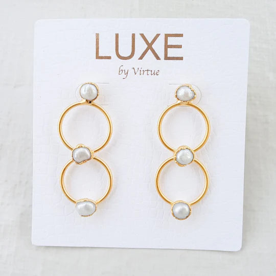 The Ava Double Hoop with Stones in gold by Virtue