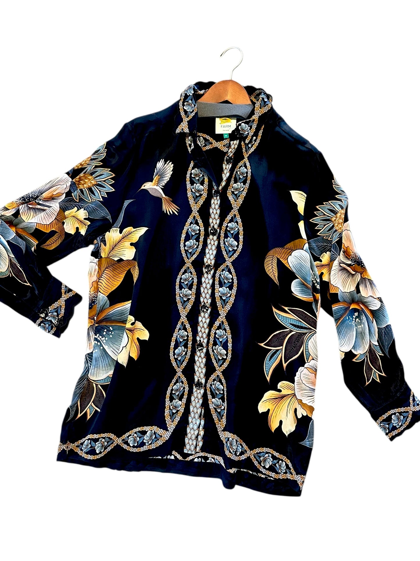 Snake Floral Pajama Shirt in black by Farm Rio