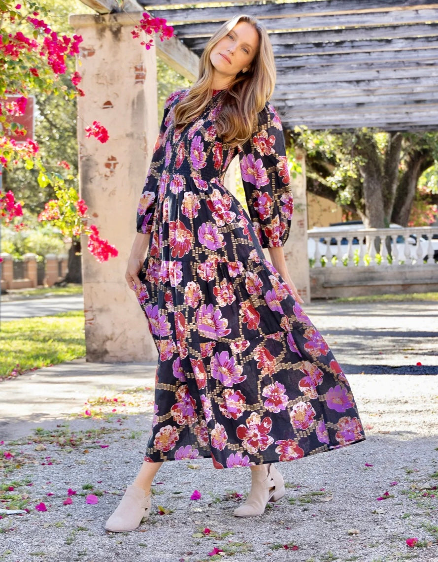 Melinda Long Sleeve Maxi Dress in creamy peach by Bindu