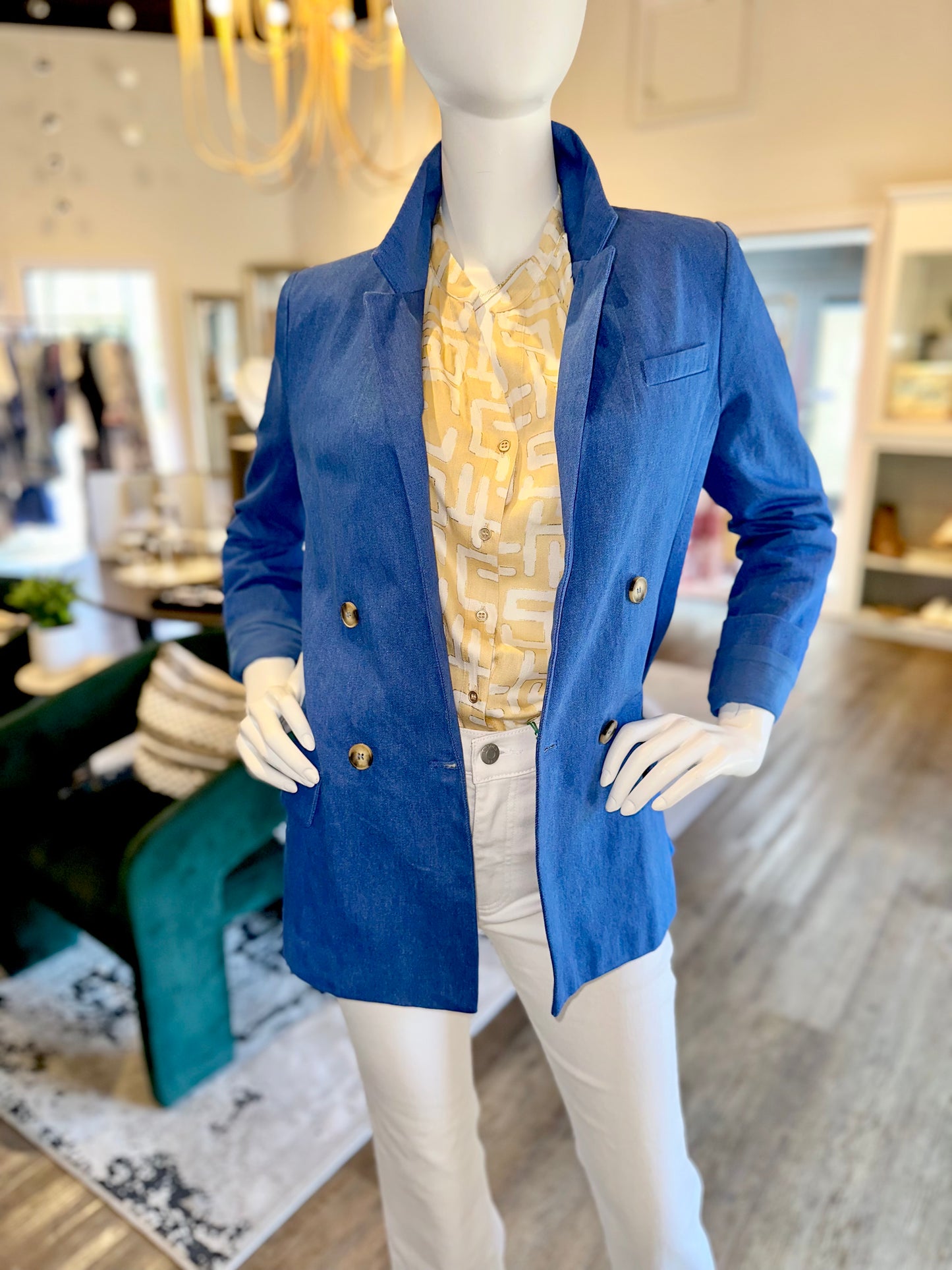 Fernanda Double Breasted Blazer in blue by Lucy Paris