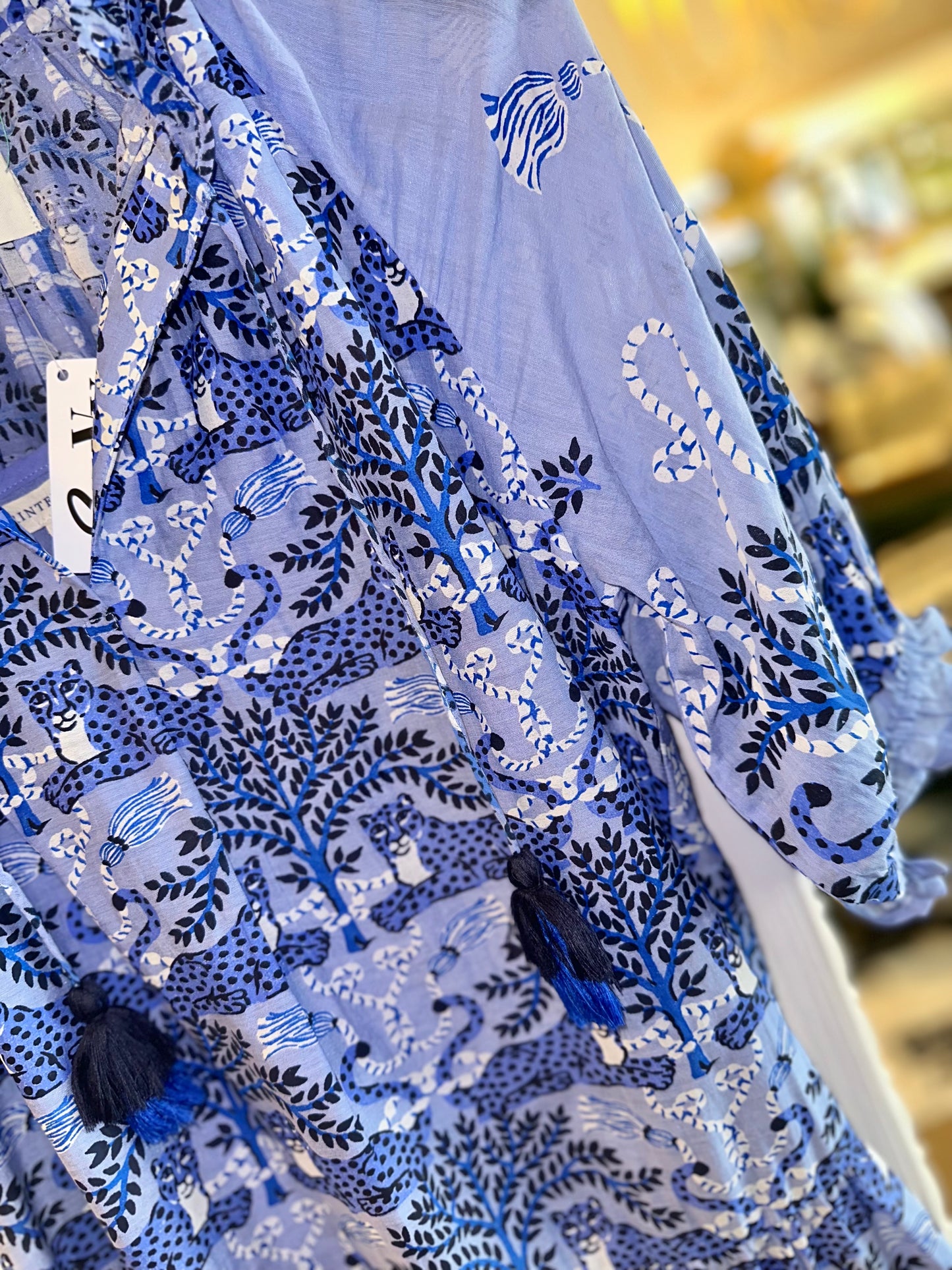 Vibrant Voyage Dress in charming cheetahs blue hibiscus by Printfresh