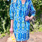 Betty Dress in turquoise ikat by Fitzroy & Willa