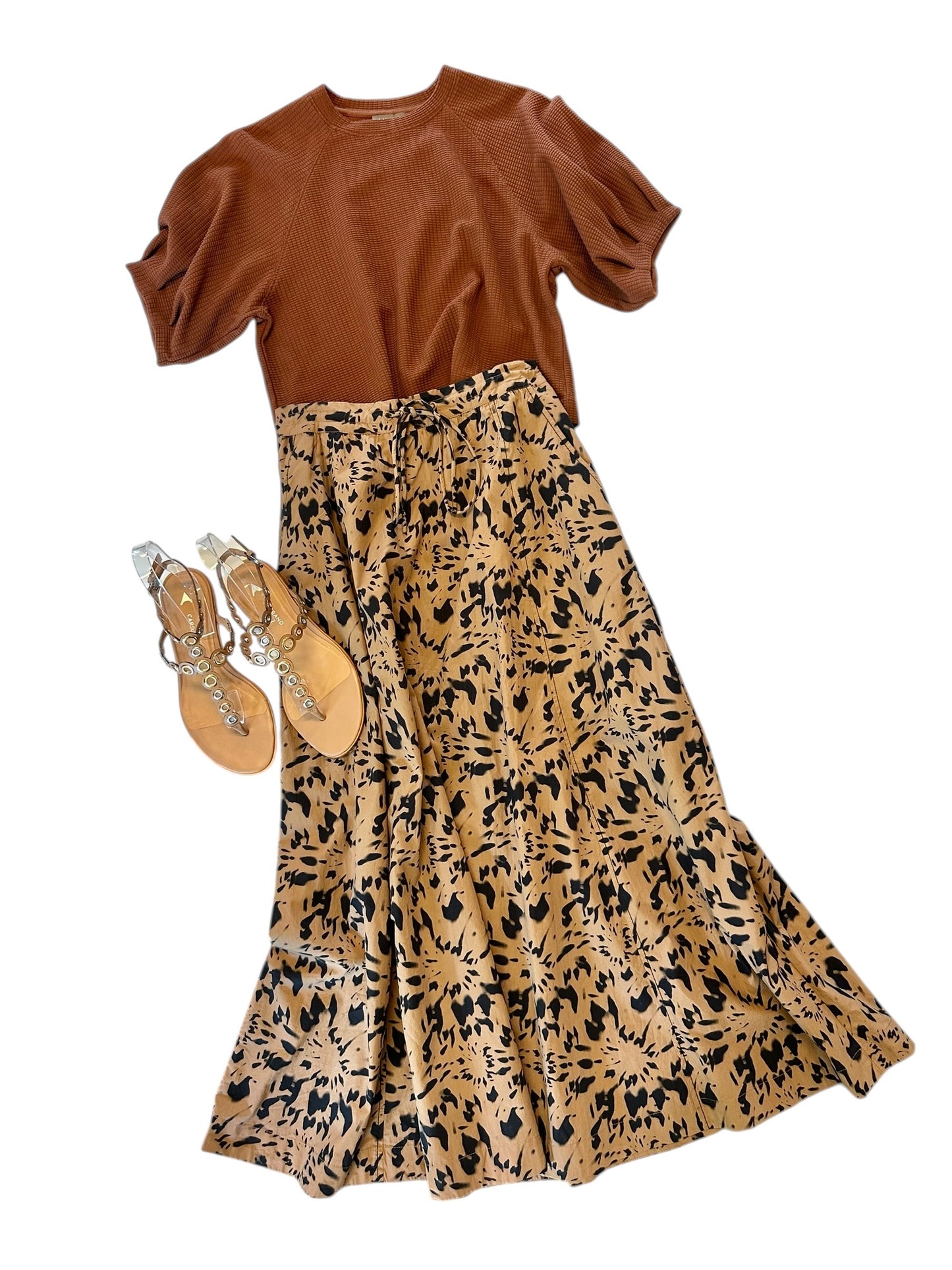 Paneled Maxi Skirt in animal floral by Lilla P