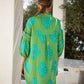 Elbow Sleeve Embroidered Shift Dress in green/teal by Nema