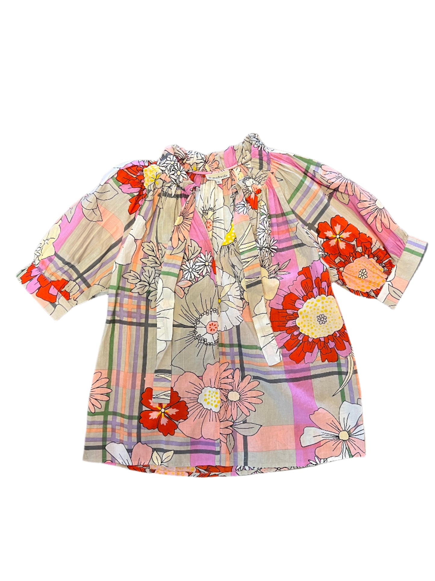 Pam S/S in Plaid Blooms Fitzroy & Willa