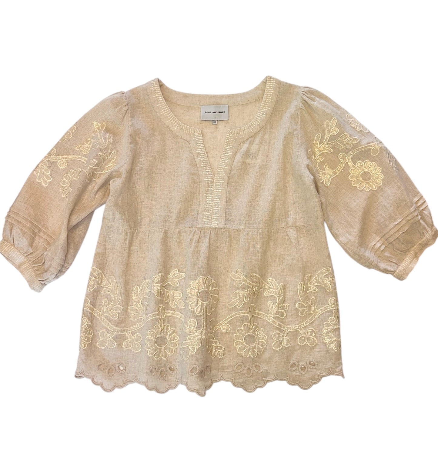 Goldhawk Daisy Applique Top in natural/gold by Rose & Rose