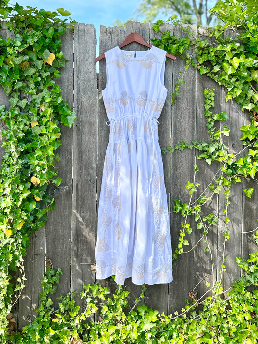 Neutral Embroidered Maxi Dress in white by Nema