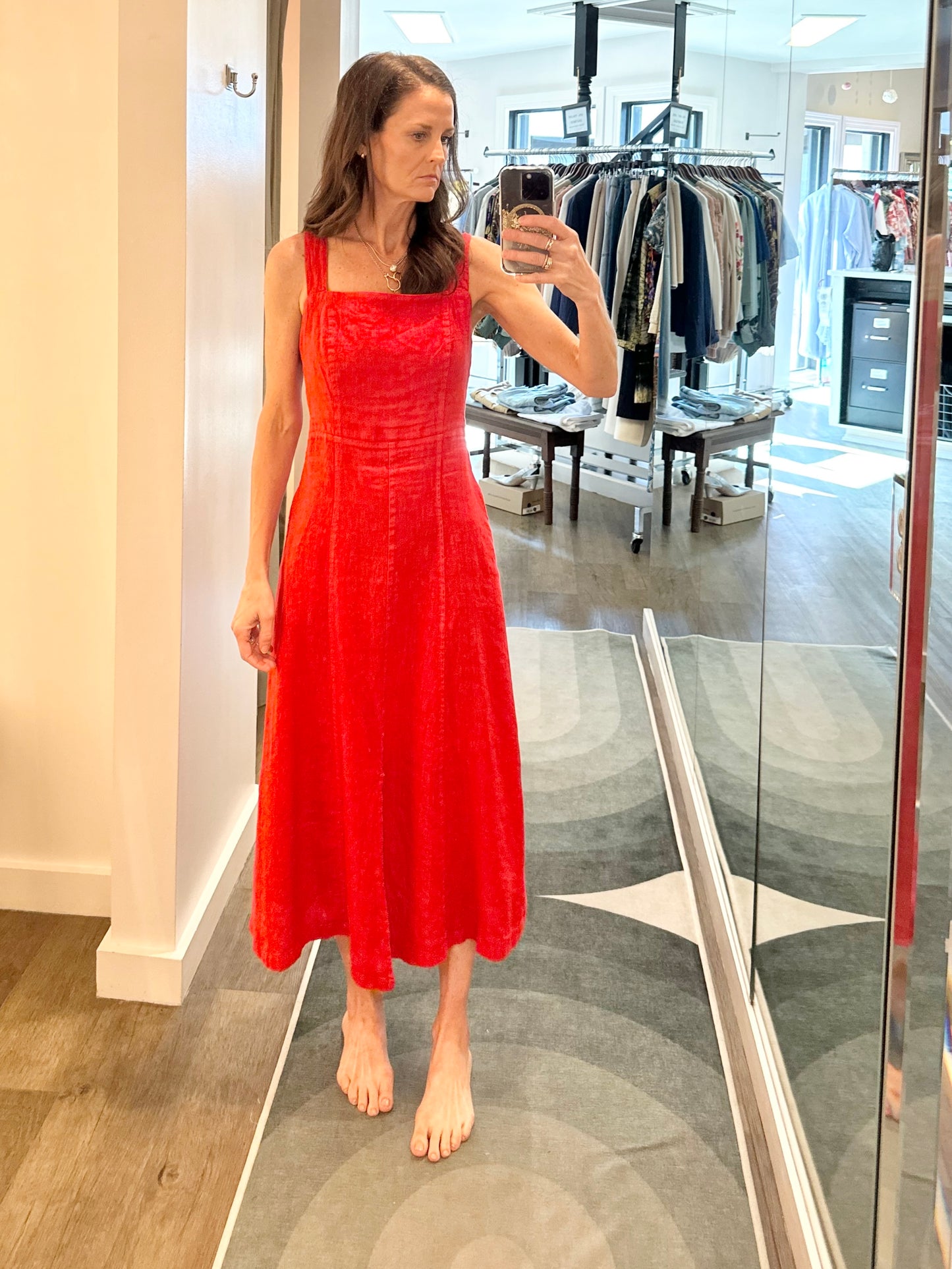 Linen Dress in strawberry by Haris Cotton