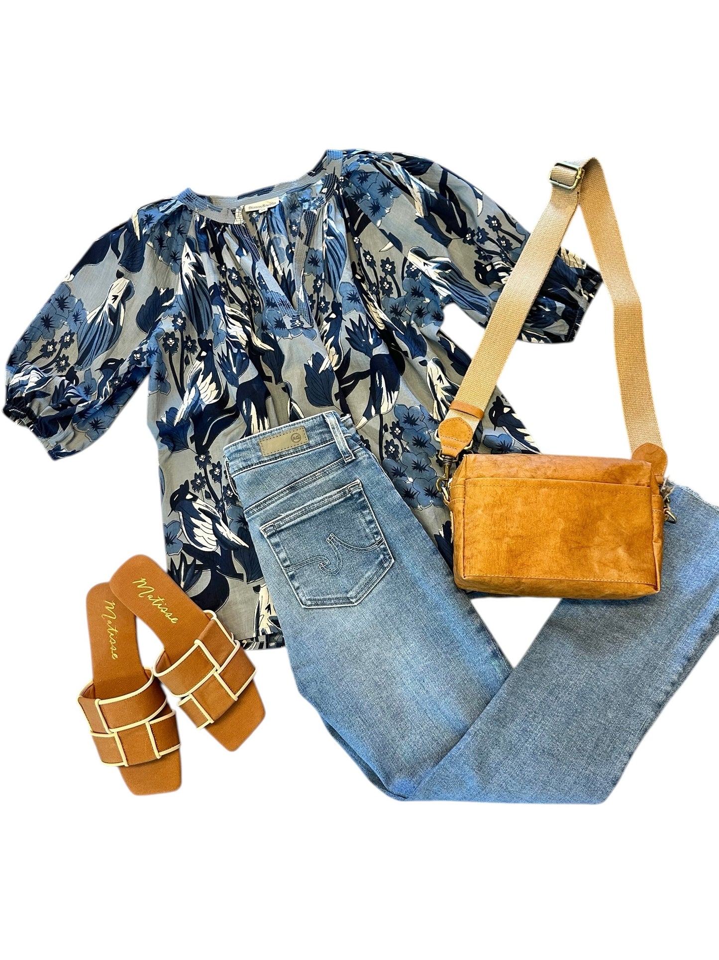 Sallie Anne Blouse in blue bird by Fitzroy & Willa