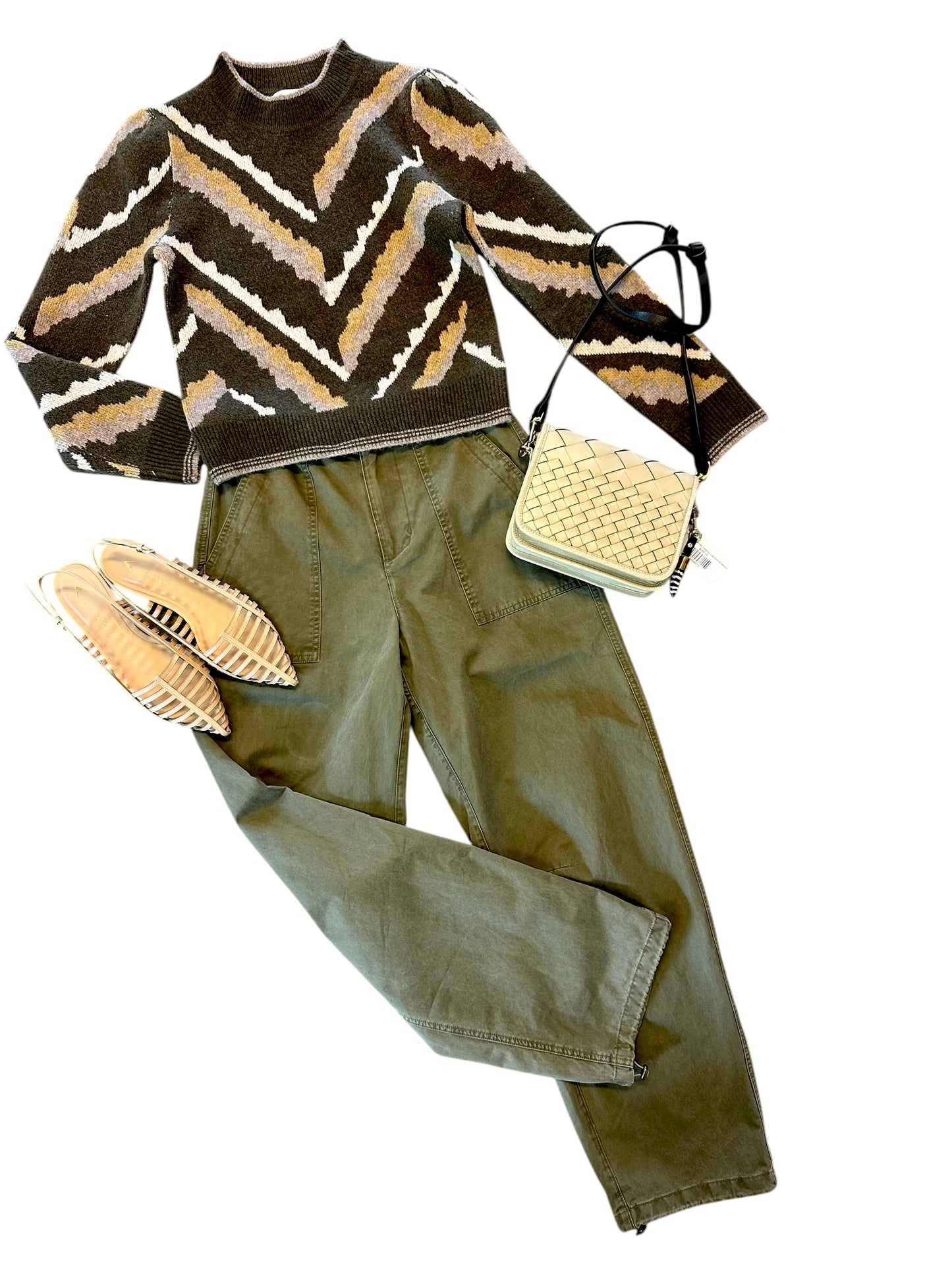 Paloma Printed Sweater in olive by Heartloom