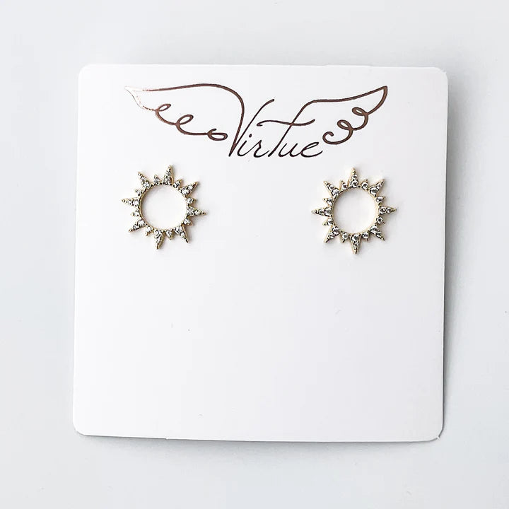 Rhinestone Open Starburst Earring in gold by Virtue