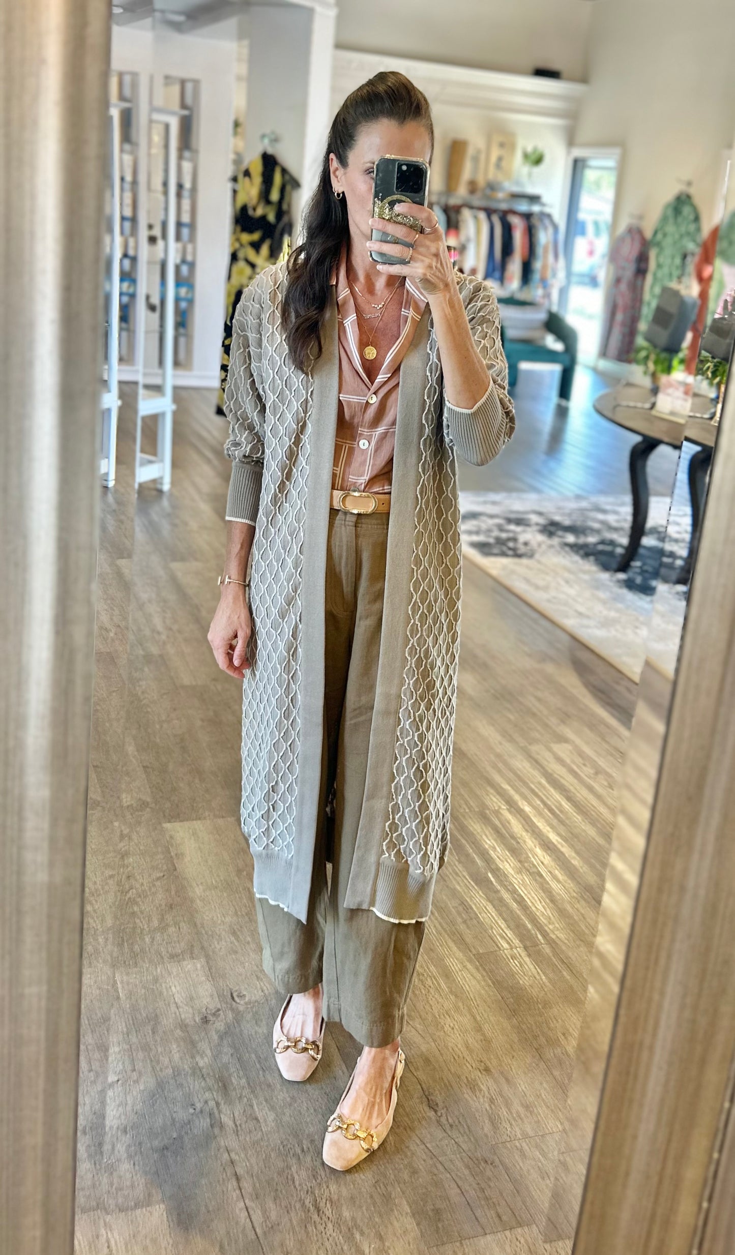 Laquinta Duster Cardigan in sandstone by Conditions Apply