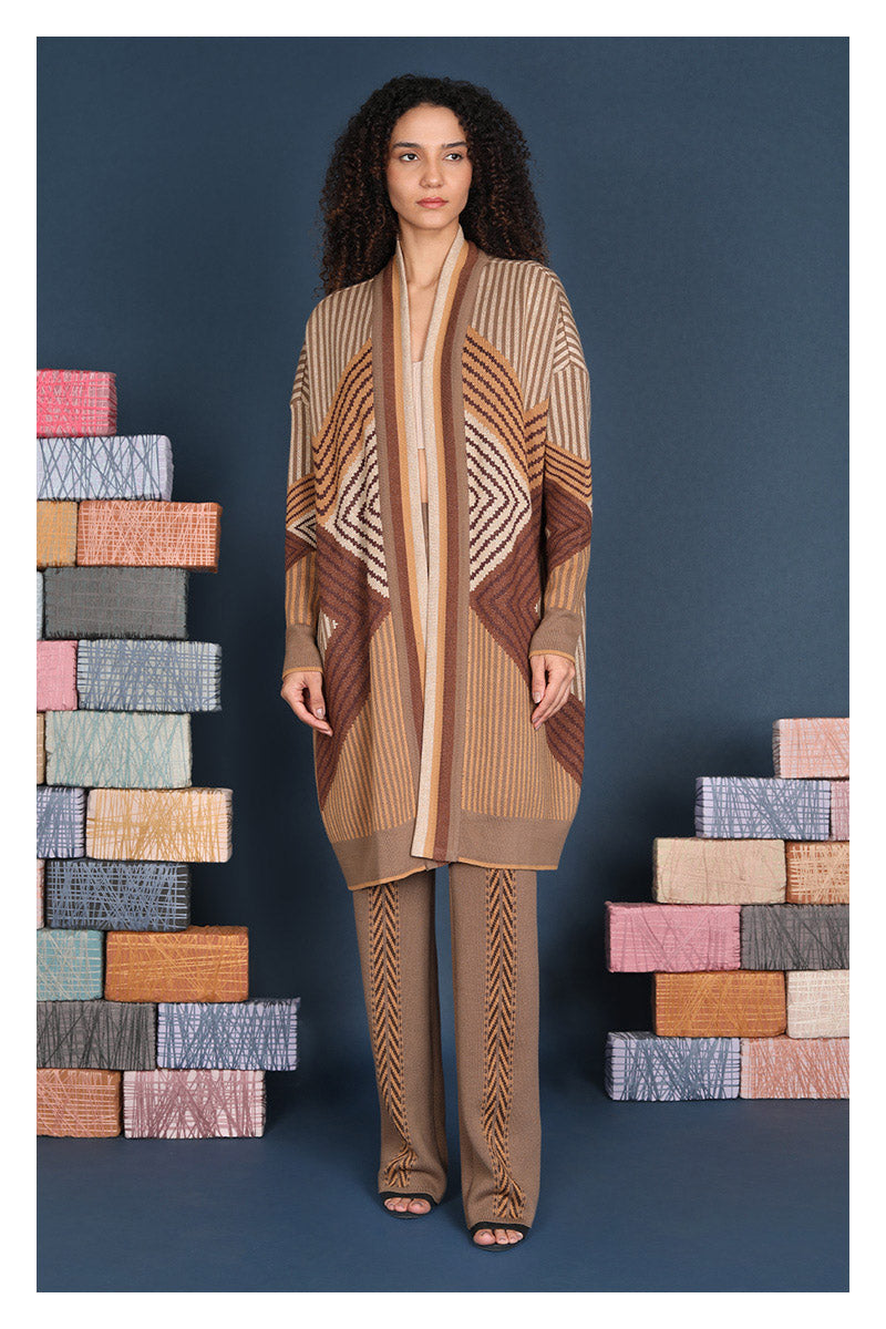 Ainoah Knitted Coverup in caramel by Conditions Apply