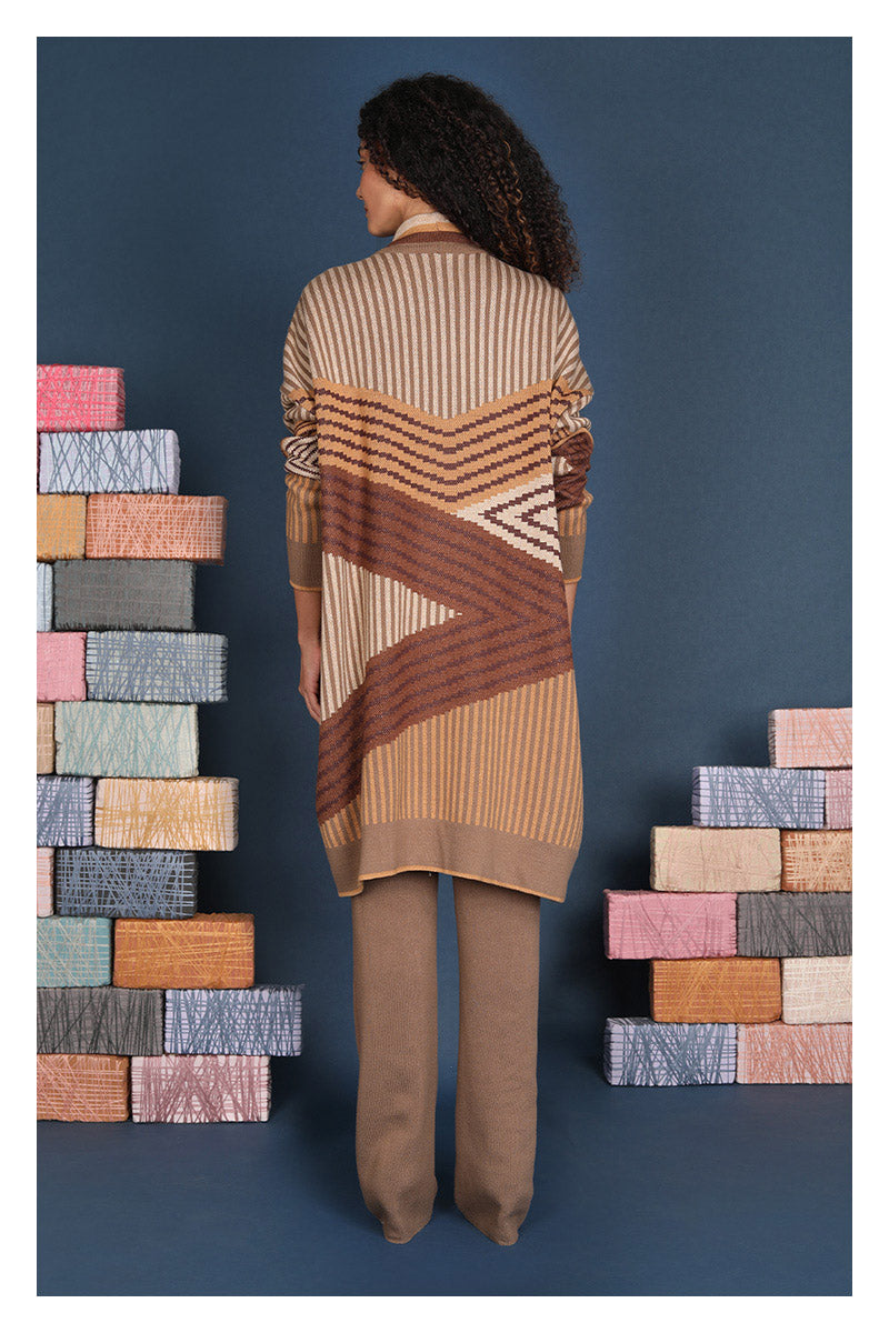 Ainoah Knitted Coverup in caramel by Conditions Apply