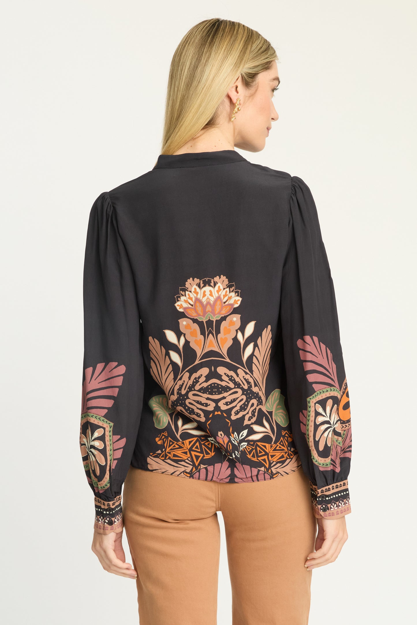 Riley Top in black crouching cheetah print by Caballero