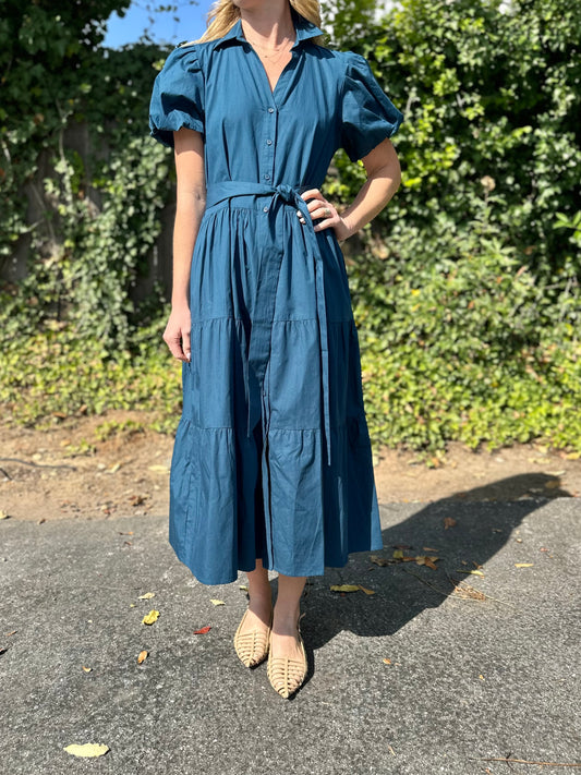 Clara Short Sleeve Maxi Dress in midnight by Maude Vivante