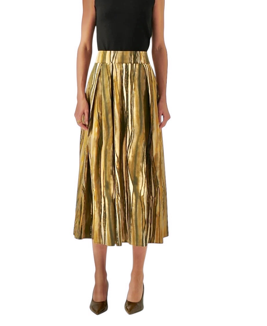 Sloan Midi Skirt in multi olive by Exquise