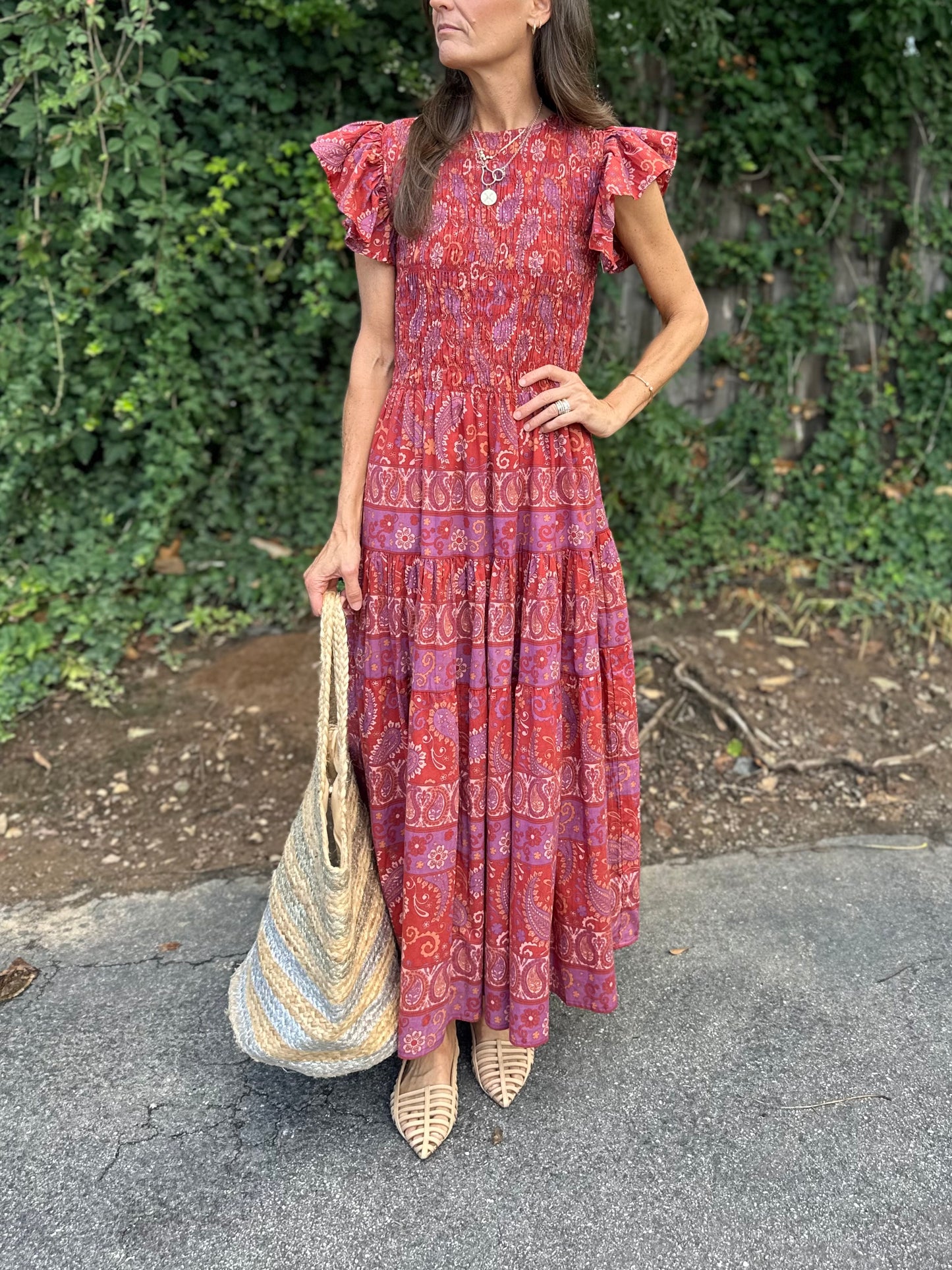 Bella Smock Top Dress in ruby red by Bindu