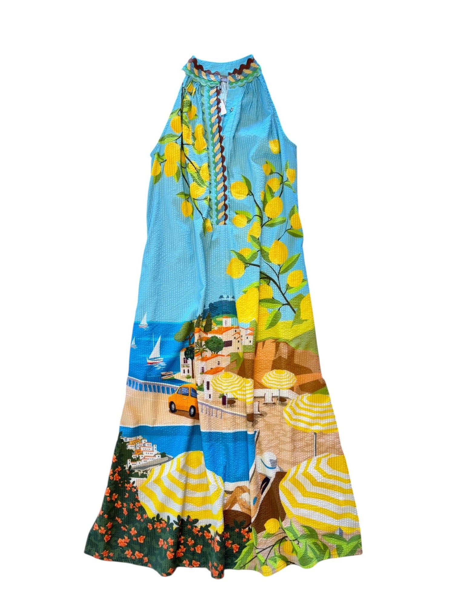 Livana Beach Scene Dress in multi by Conditions Apply S