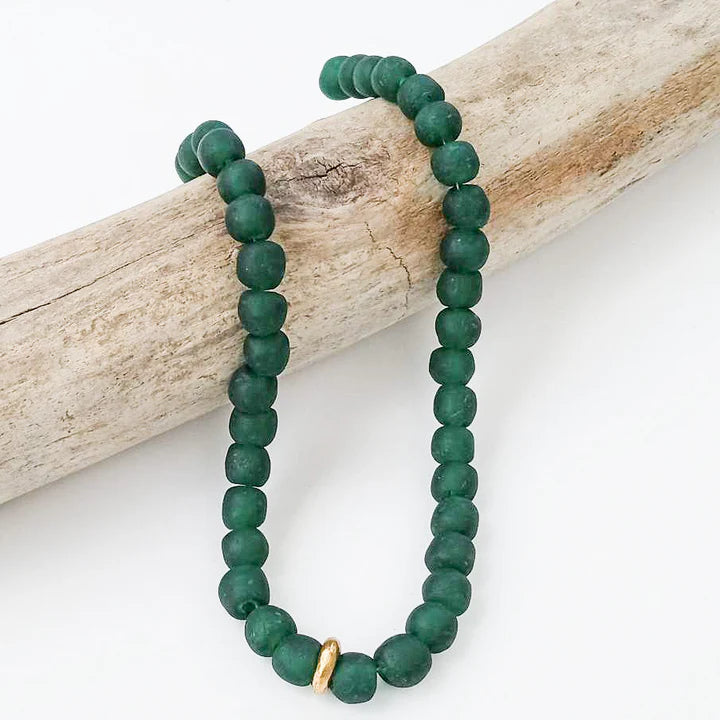 18" Glass Washer Necklace in green by Virtue