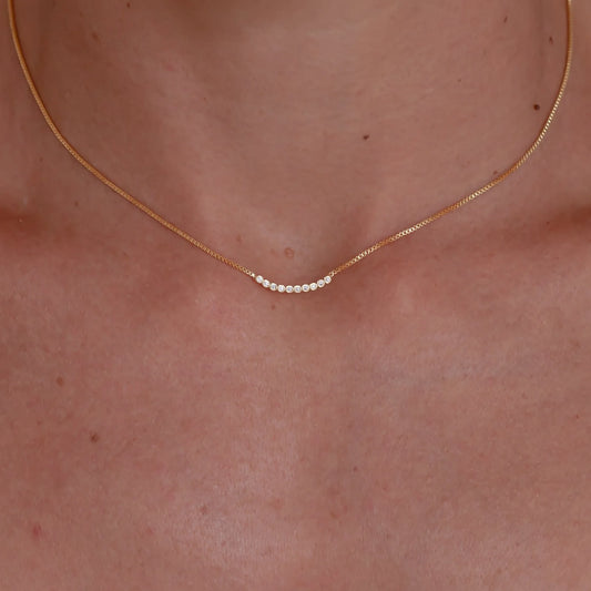 Simple CZ Necklace in gold by Eneida Franca