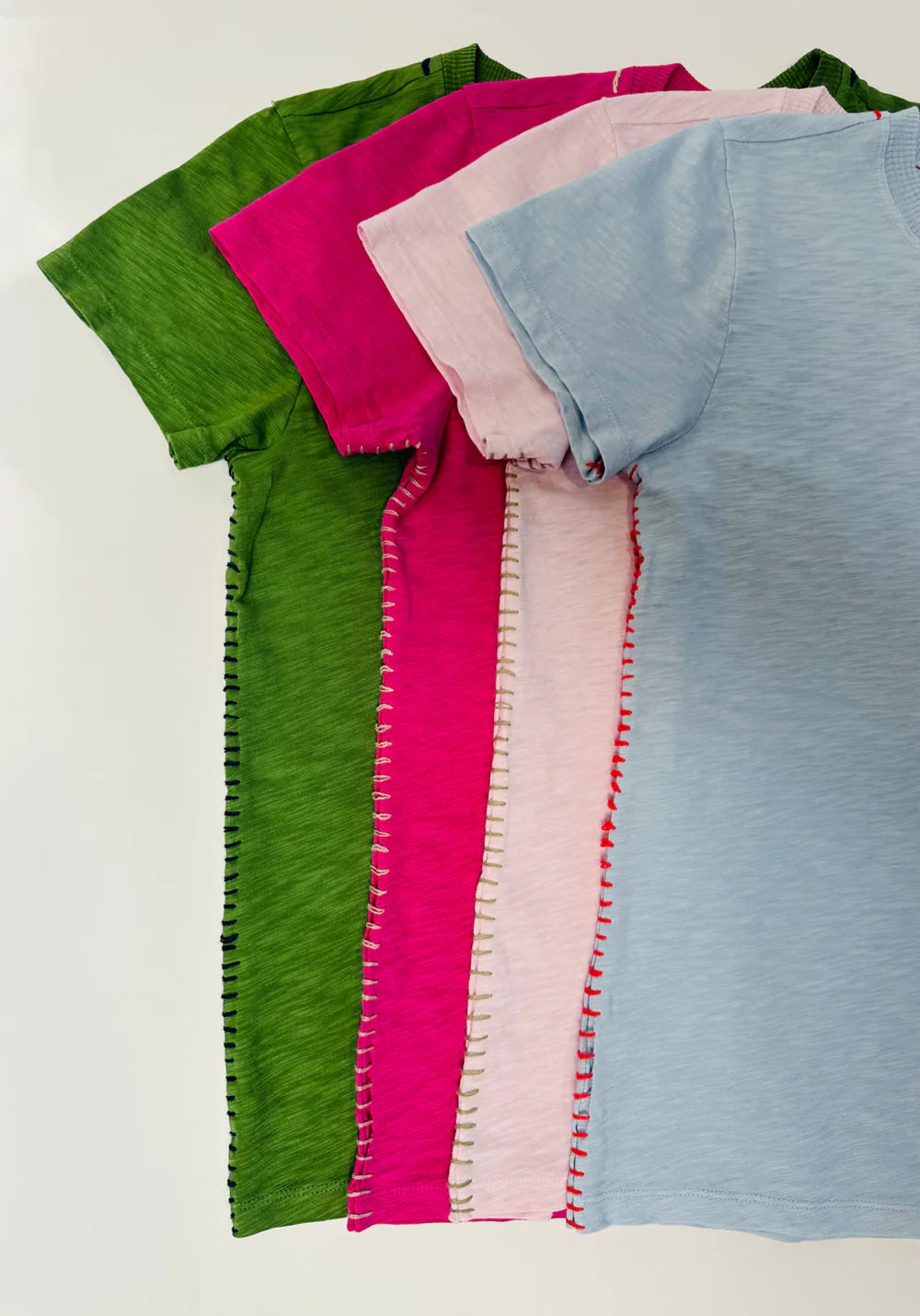 Crew Tee w Stitching in Palm/Blue by Dylan