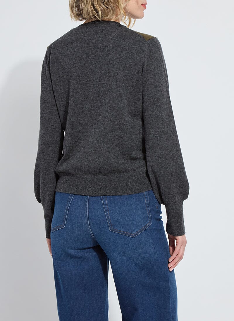 Corinne V-Neck Sweater in charcoal/combat by Lysse