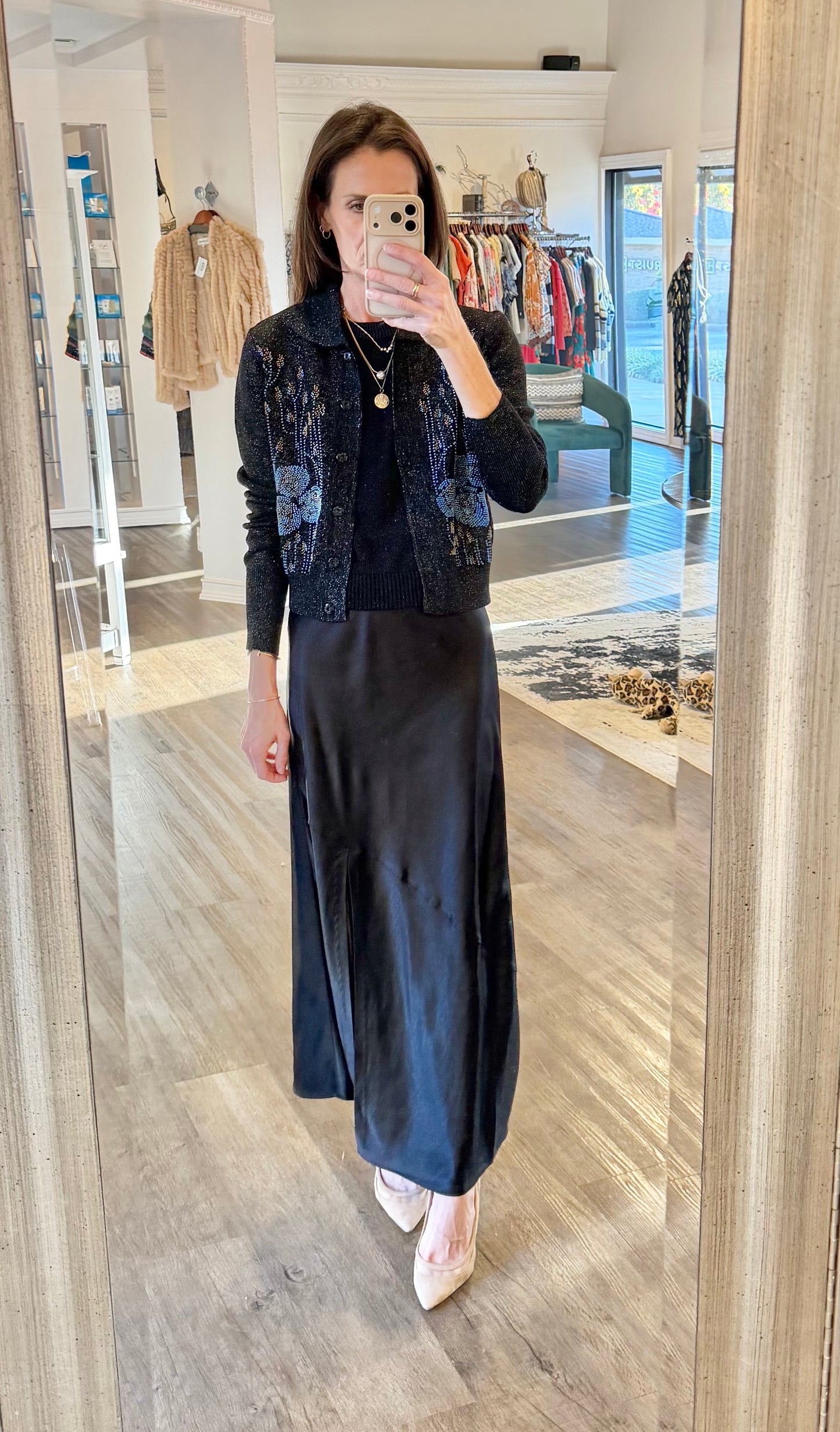 Short Sleeve Sparkle Sweater in black by Lilla P