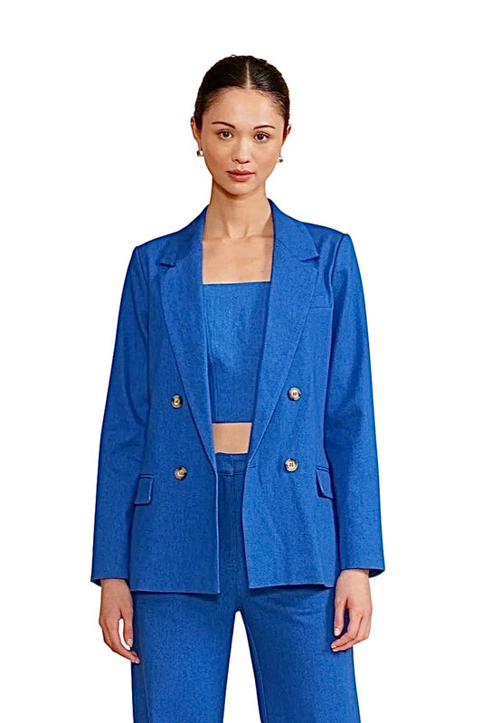 Fernanda Double Breasted Blazer in blue by Lucy Paris
