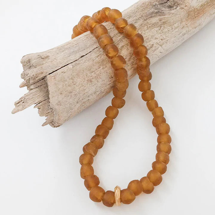 18" Glass Washer Necklace in amber by Virtue