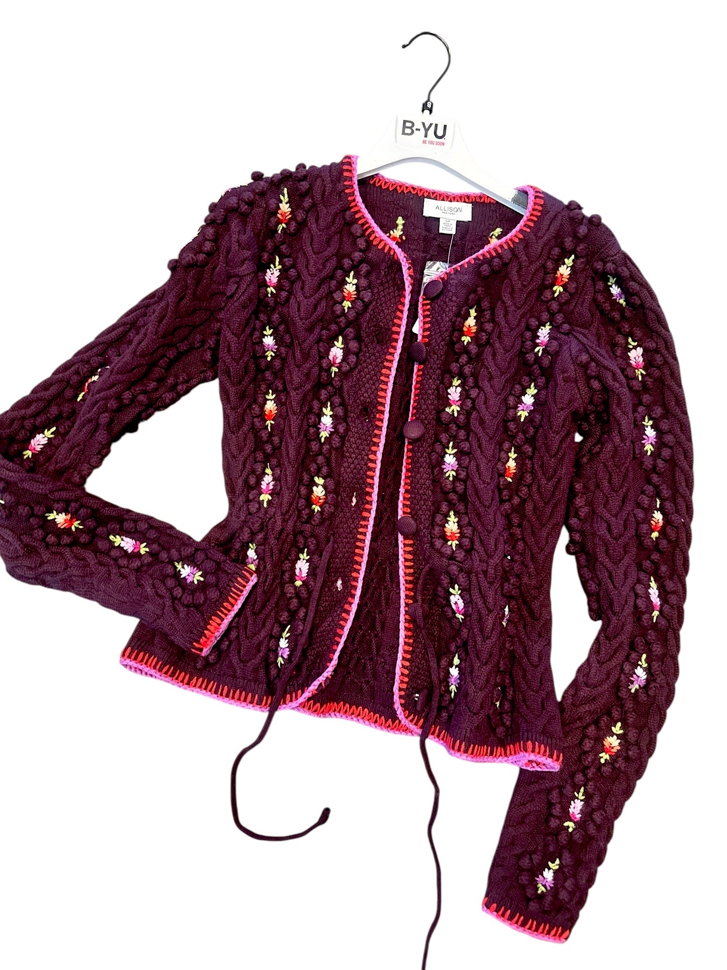 Adrienne Cardigan in burgundy multi by Allison