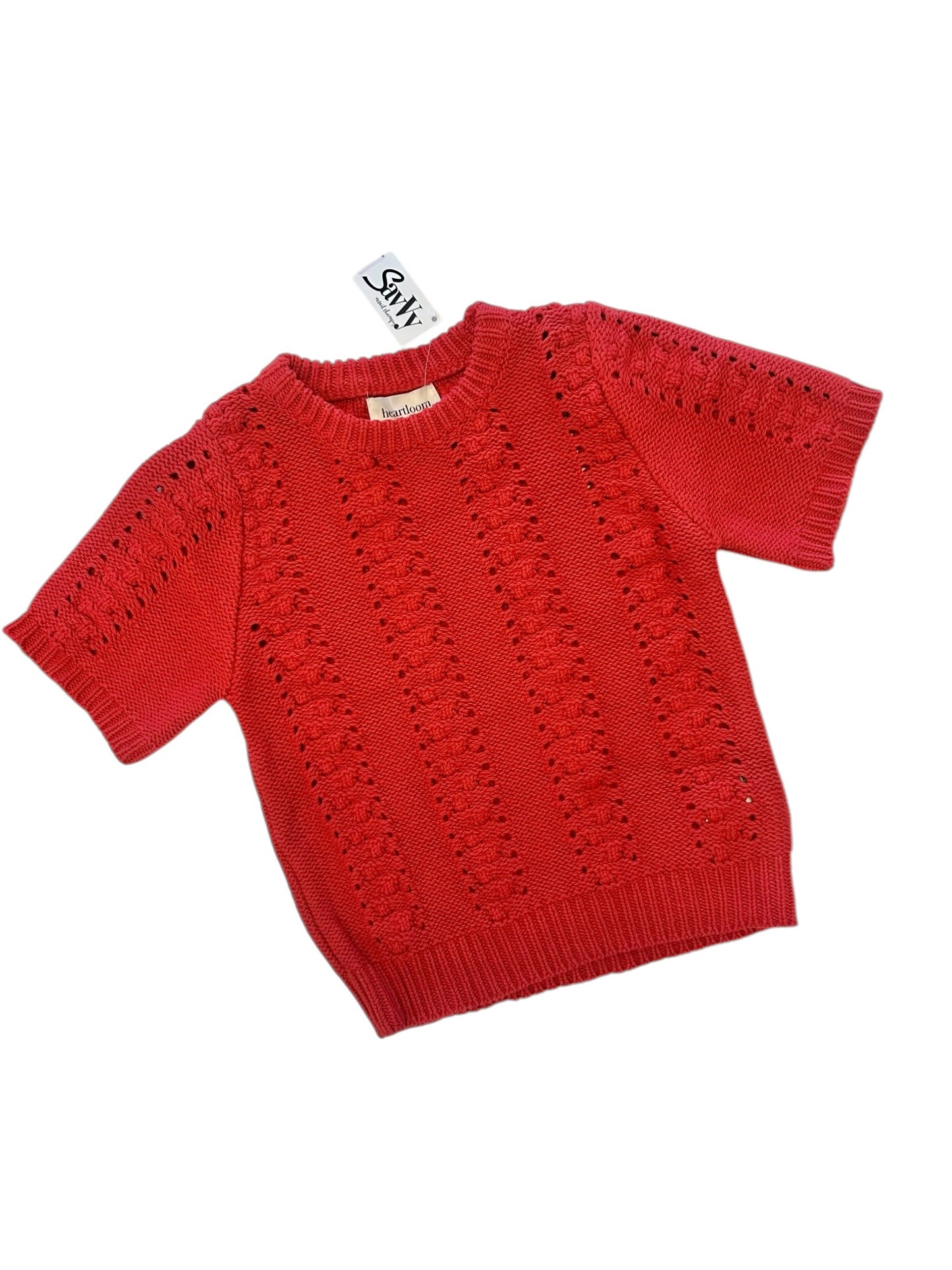 Bobbi Short Sleeve Sweater in scarlet by Heartloom