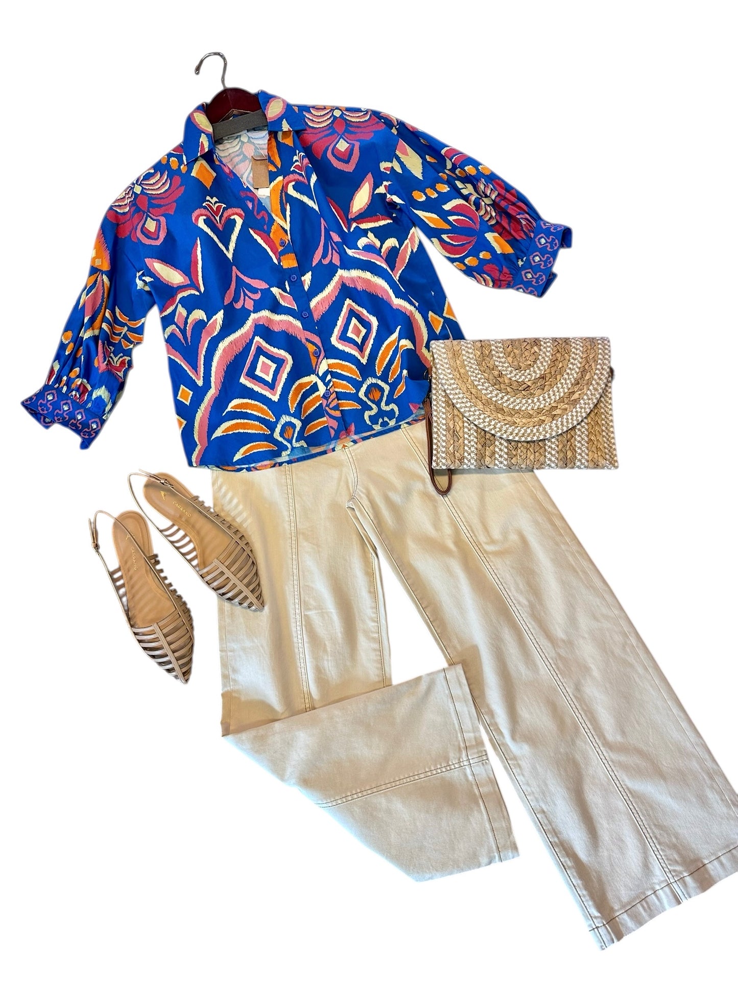 Elsa Printed Top in cobalt ikat by Maude Vivante