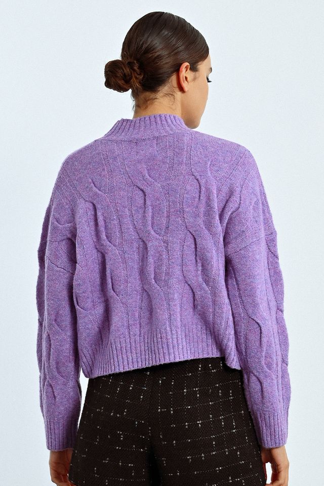 Textured Turtleneck Sweater in mauve by Molly Bracken