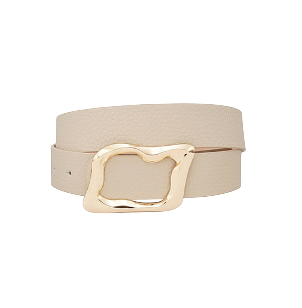 Irregular Organic Rectangle Buckle Belt in khaki