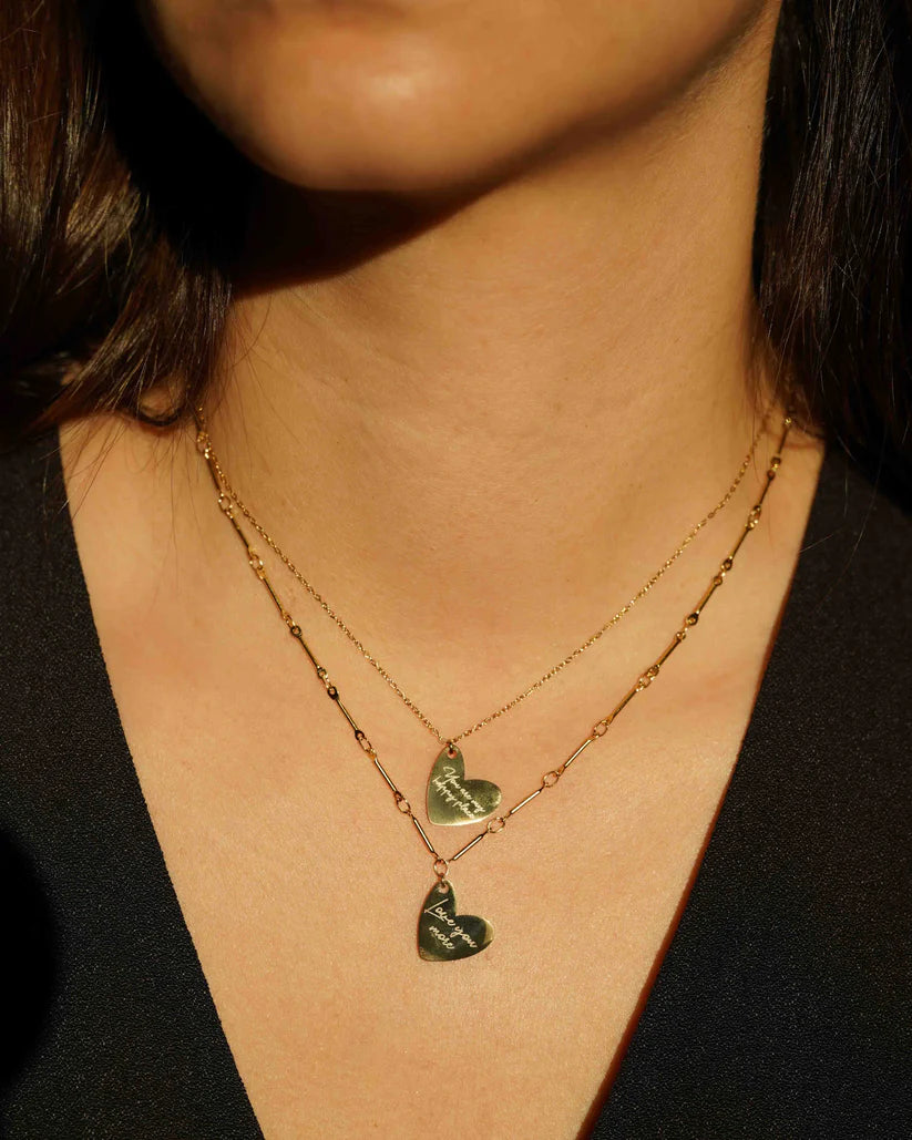 Lovey Dovey Bar Necklace Necklace in gold by Kozakh