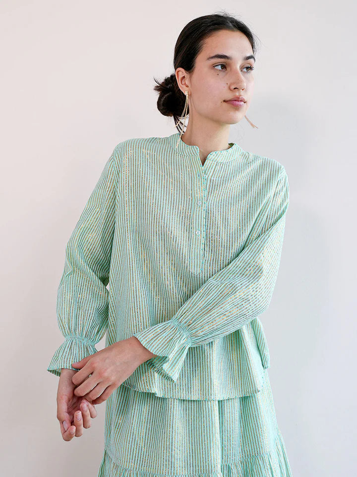 Broom Blouse in village print by Nimo