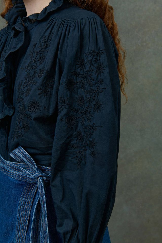 Cora Embroidered Blouse in black by Louise Misha