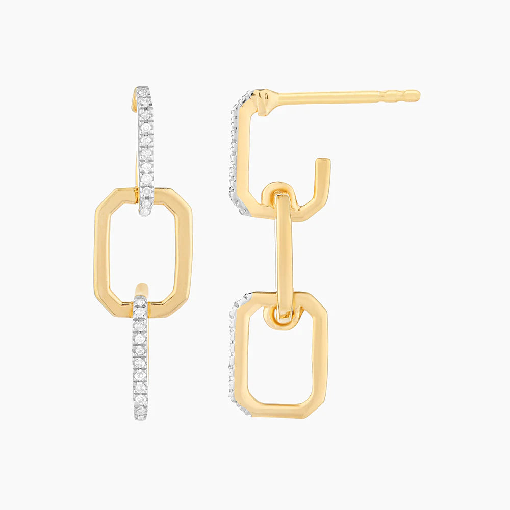 Trio Link Drop Earrings in gold by Ella Stein