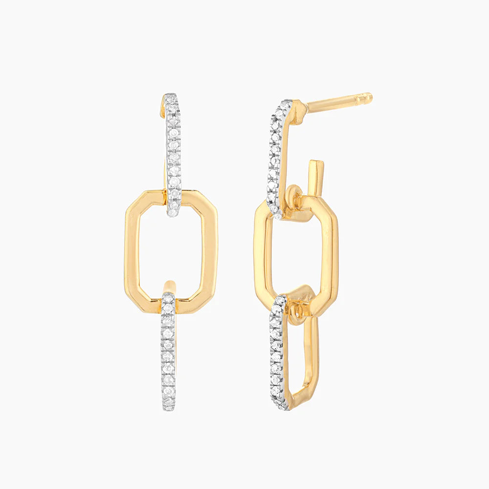 Trio Link Drop Earrings in gold by Ella Stein