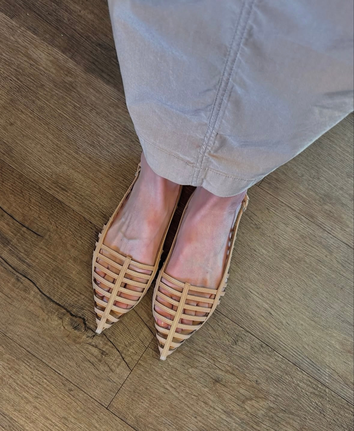 Kara Caged Slingback Flat in cru by Carrano