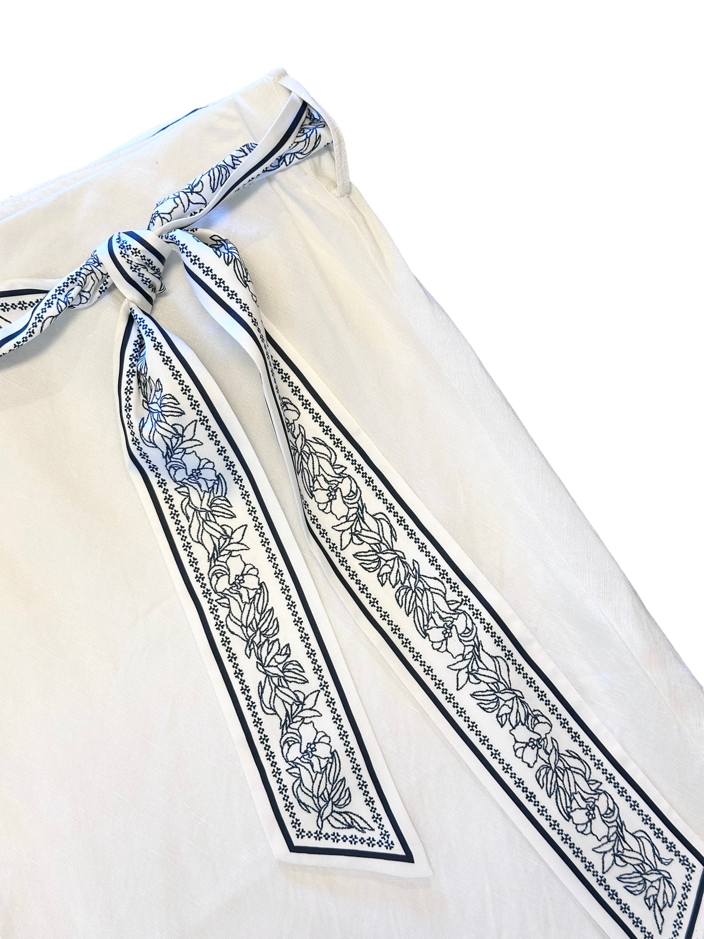Bias Midi Skirt with Waist Scarf in white by Current Air