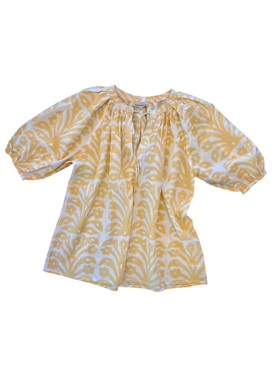 Sallie Printed Blouse in butter block by Fitzroy & Willa