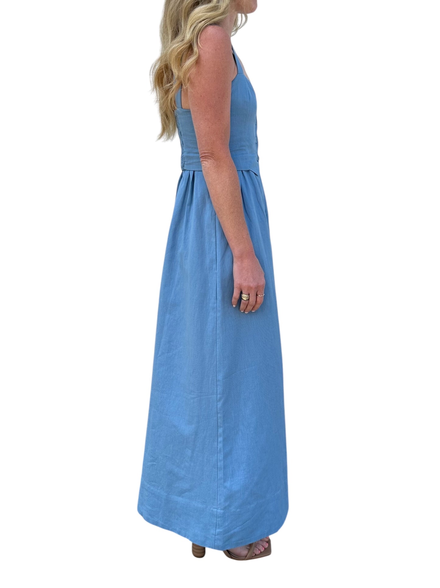 Esther Solid Ankle Dress in dusty blue by Cleobella