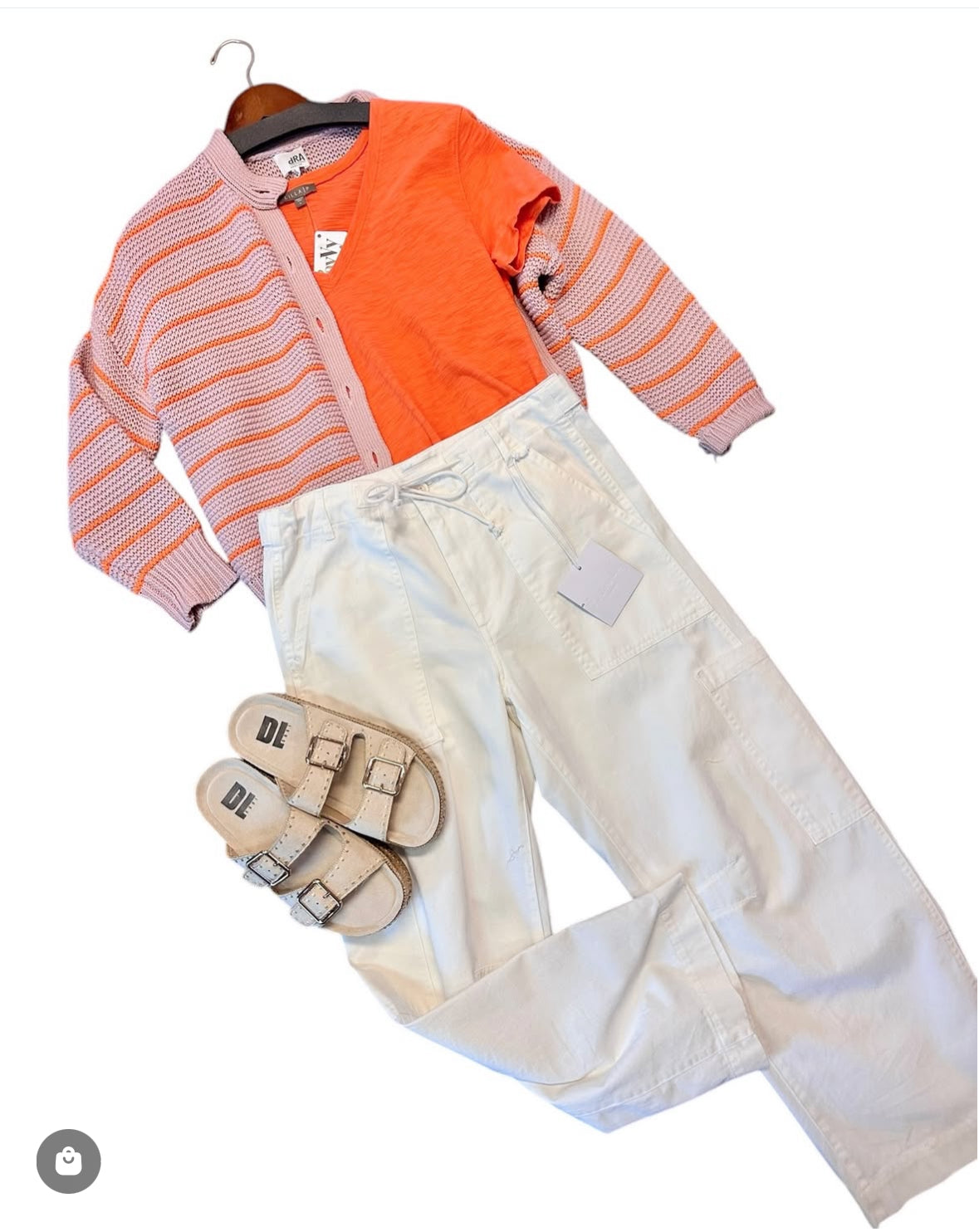 Short Sleeve Back Seam V-Neck in tangerine by Lilla P